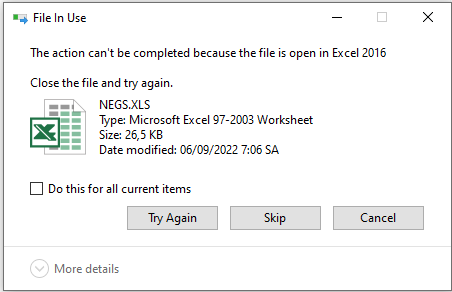 File lây macro NEGS.XLS đang được mở